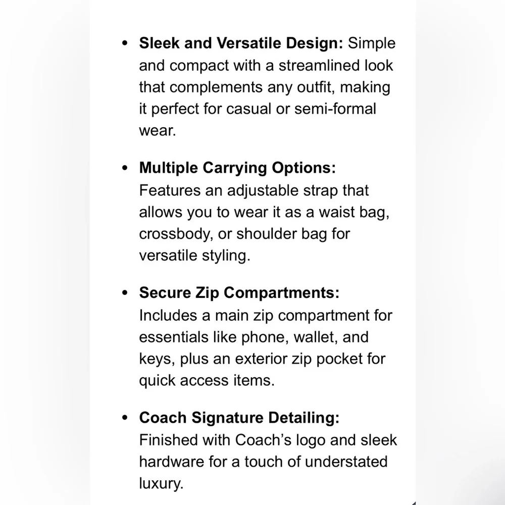 Coach Black Belt Bag with Adjustable Straps - Picture 9 of 9